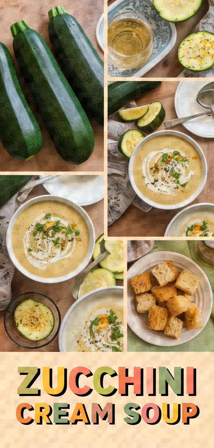 A photo of Easy Zucchini Cream Soup With Croutons Recipe