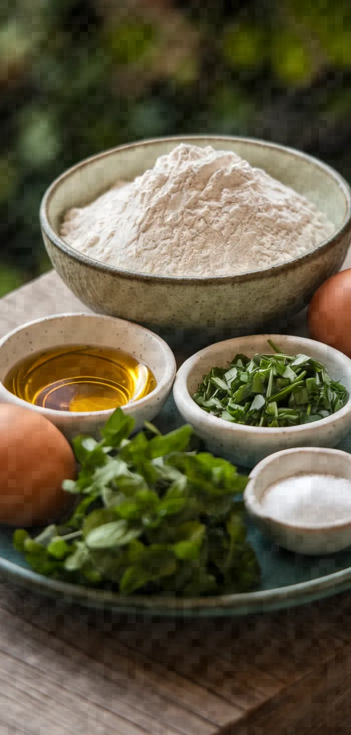 Ingredients photo for Selbstgemachte Pasta Gartenkraeutern Recipe