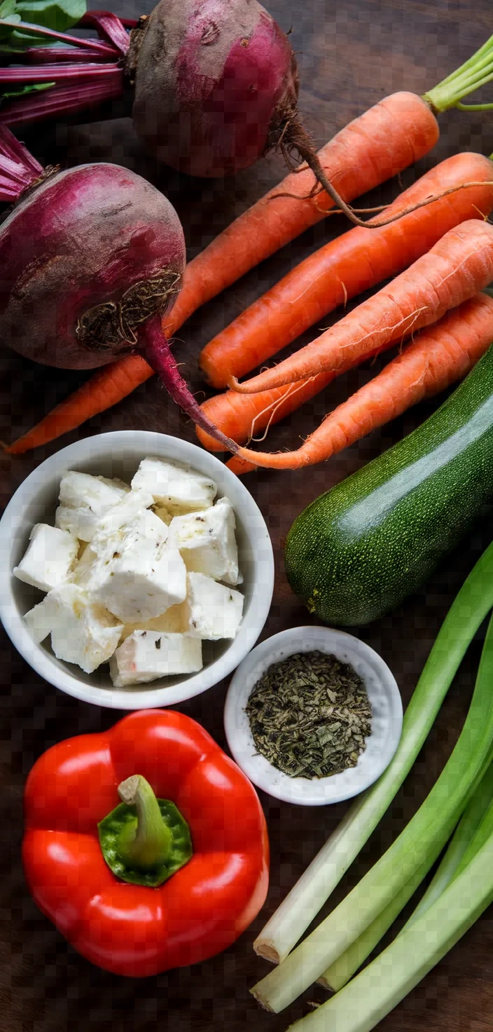 Ingredients photo for Ofengemuese Mit Roten Rueben Und Feta Recipe